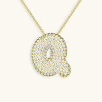 Pavé Diamond Bubble Initial Necklace
