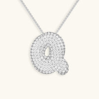 Pavé Diamond Bubble Initial Necklace