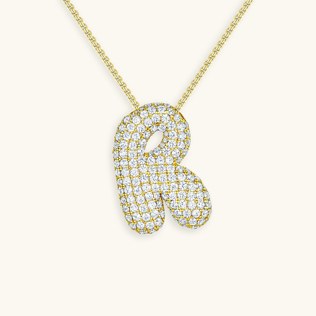 Pavé Diamond Bubble Initial Necklace