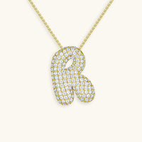 Pavé Diamond Bubble Initial Necklace