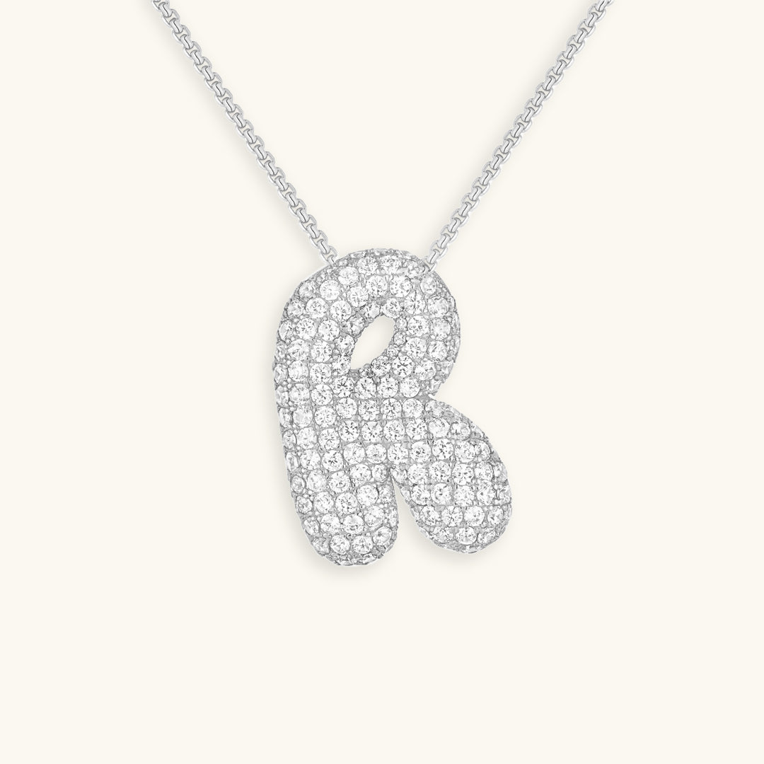Pavé Diamond Bubble Initial Necklace