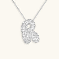 Pavé Diamond Bubble Initial Necklace