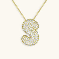 Pavé Diamond Bubble Initial Necklace
