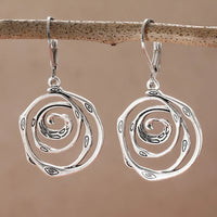 Sculptural Spiral Sterling Silver Drop Earrings