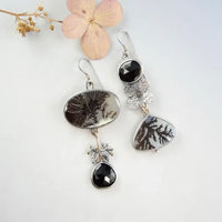 Nature-Inspired Asymmetrical Dendrite Agate Garden Earrings