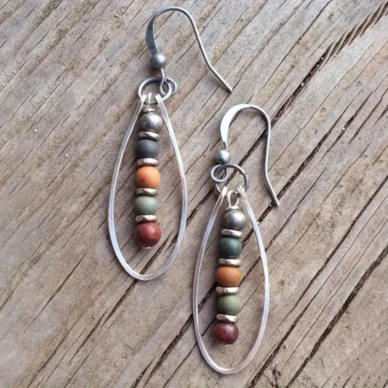 Teardrop Frame Bead Earrings