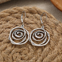 Sculptural Spiral Sterling Silver Drop Earrings