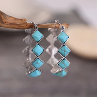 Bohemian Vintage Turquoise U-Shaped Hoop Earrings