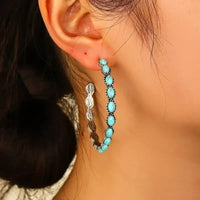 Vintage Oval Silver Hoop Earrings