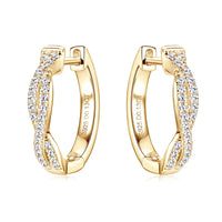 Zirconia Gold Braided Earrings