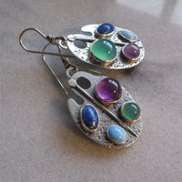 Multicolor Artist Palette Gemstone Drop Earrings