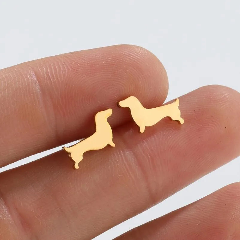 Dachshund button earrings