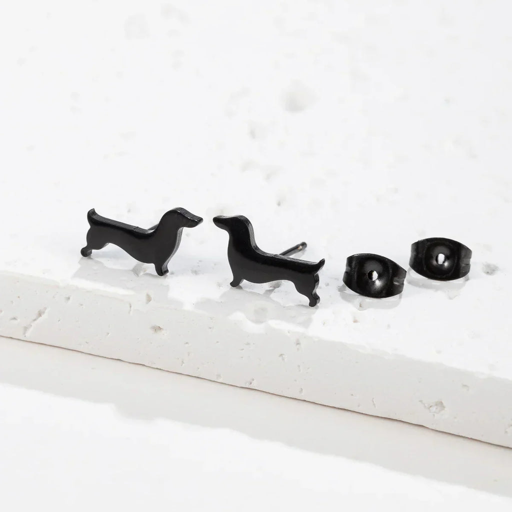 Dachshund button earrings