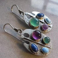Multicolor Artist Palette Gemstone Drop Earrings