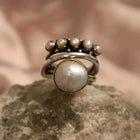 Elegant Silver Pearl Stacking Layered Ring Set