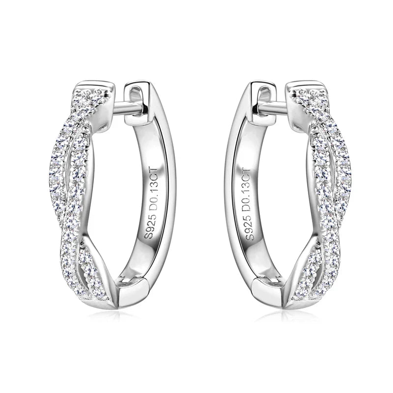 Zirconia Gold Braided Earrings