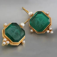 Elegant Vintage Geometric Pearl Pendant Drop Earrings