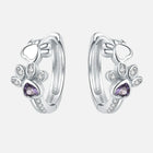 Paw Huggie silver earrings with cubic zirconia and heart-shaped gemstone