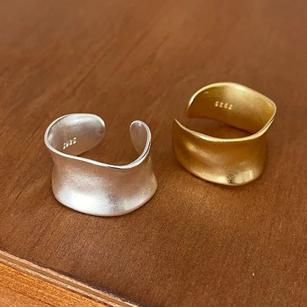 Vintage Gold and Silver Wide Flat Adjustable Ring