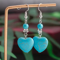 Antique Turquoise Heart Drop Earrings
