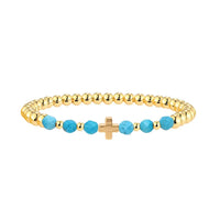 Vintage Turquoise Beaded Cross Charm Bracelet