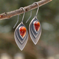 Sterling Silver Amber Teardrop Drop Earrings