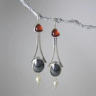 Silver Tri-Stone Pearl Drop Earrings