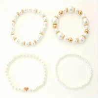 Bold Gold Accented Pearl Bracelet Stack