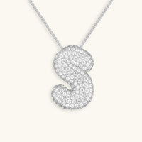 Pavé Diamond Bubble Initial Necklace