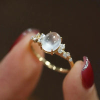 Elegant Lunar Glow Moonstone Diamond Ring