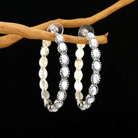 Vintage Oval Silver Hoop Earrings