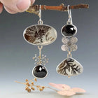 Nature-Inspired Asymmetrical Dendrite Agate Garden Earrings