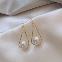 Modern Pearl Sterling Silver Drop Earrings