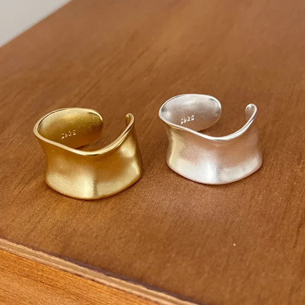 Vintage Gold and Silver Wide Flat Adjustable Ring