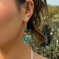 Boho Mandala Glass Disc Drop Earrings