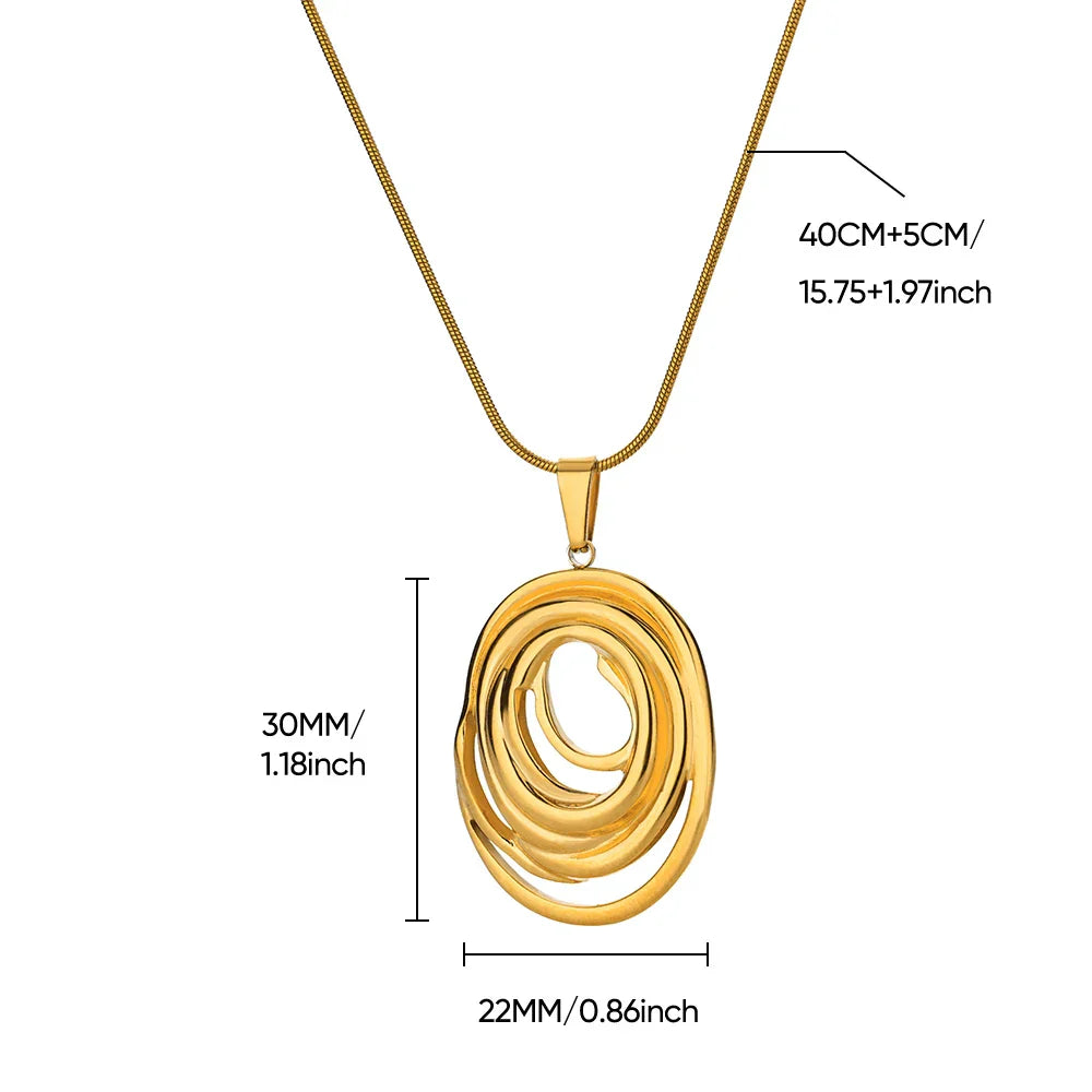 Hollow Geometric Oval Necklace in Gold and Silver