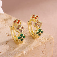 Turquoise Cubic Zirconia Flower Hoop Earrings