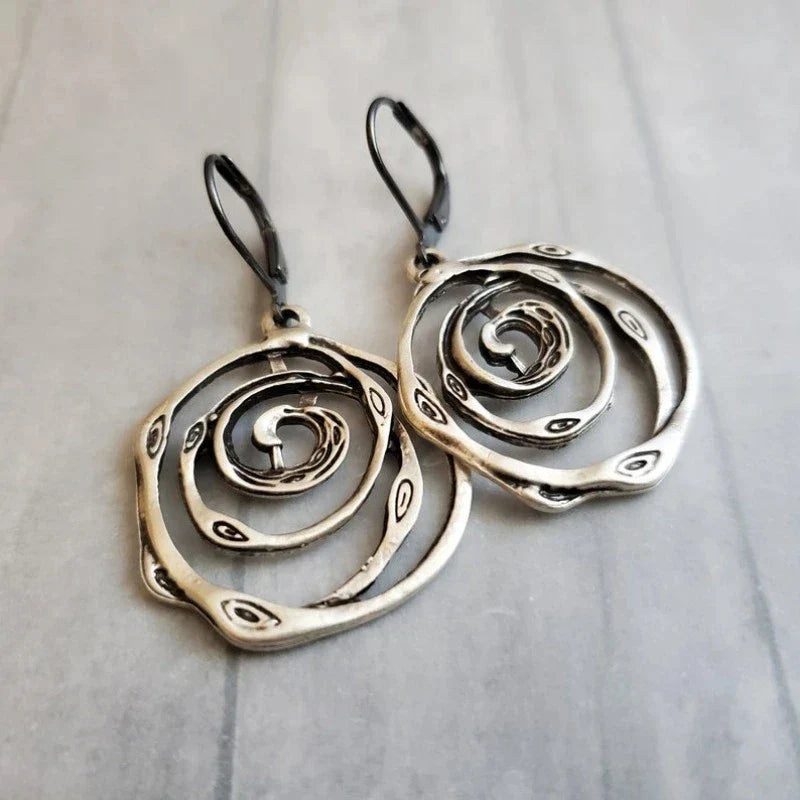 Sculptural Spiral Sterling Silver Drop Earrings