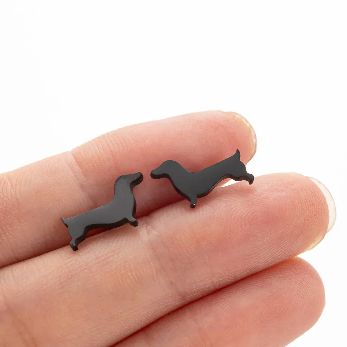 Dachshund button earrings