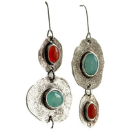 Artisan Silver Multi-Stone Drop Earrings