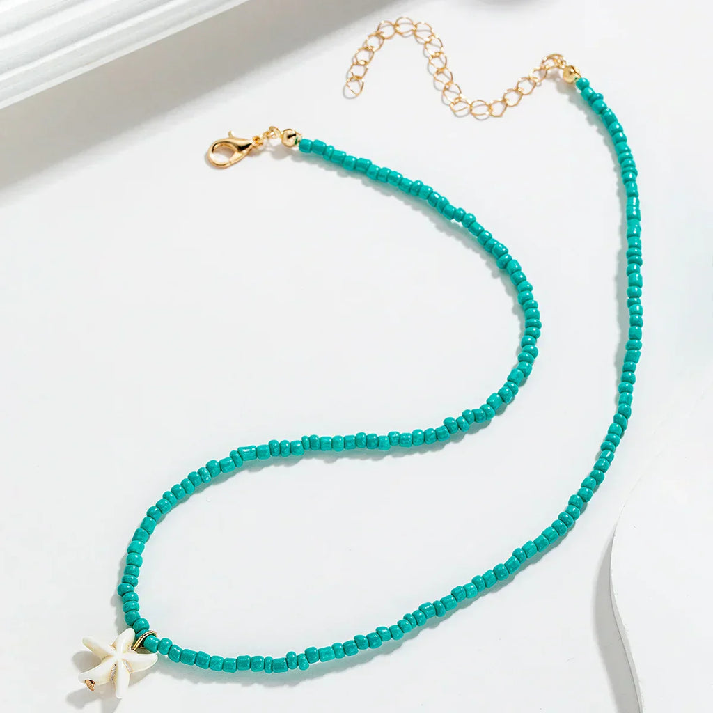 Chic Bohemian Turquoise Starfish Necklace