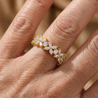 Shiny Horse Eye Shaped Zirconia Inlaid Ring