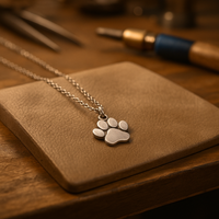 Elegant silver paw-shaped pendant necklace