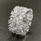 Stylish Wide Zirconia Floral Cluster Diamond Ring