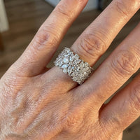 Stylish Wide Zirconia Floral Cluster Diamond Ring