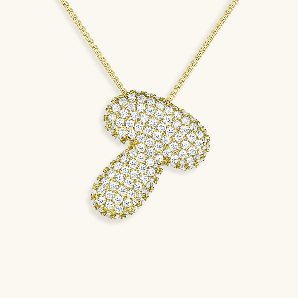 Pavé Diamond Bubble Initial Necklace