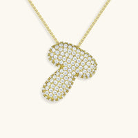 Pavé Diamond Bubble Initial Necklace