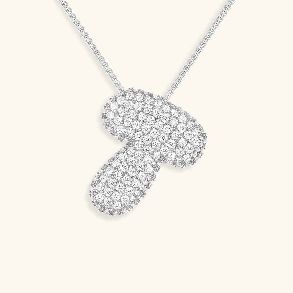Pavé Diamond Bubble Initial Necklace