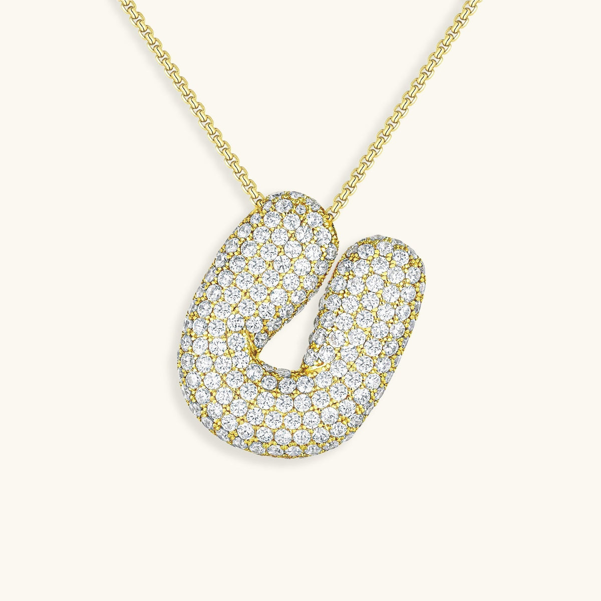 Pavé Diamond Bubble Initial Necklace