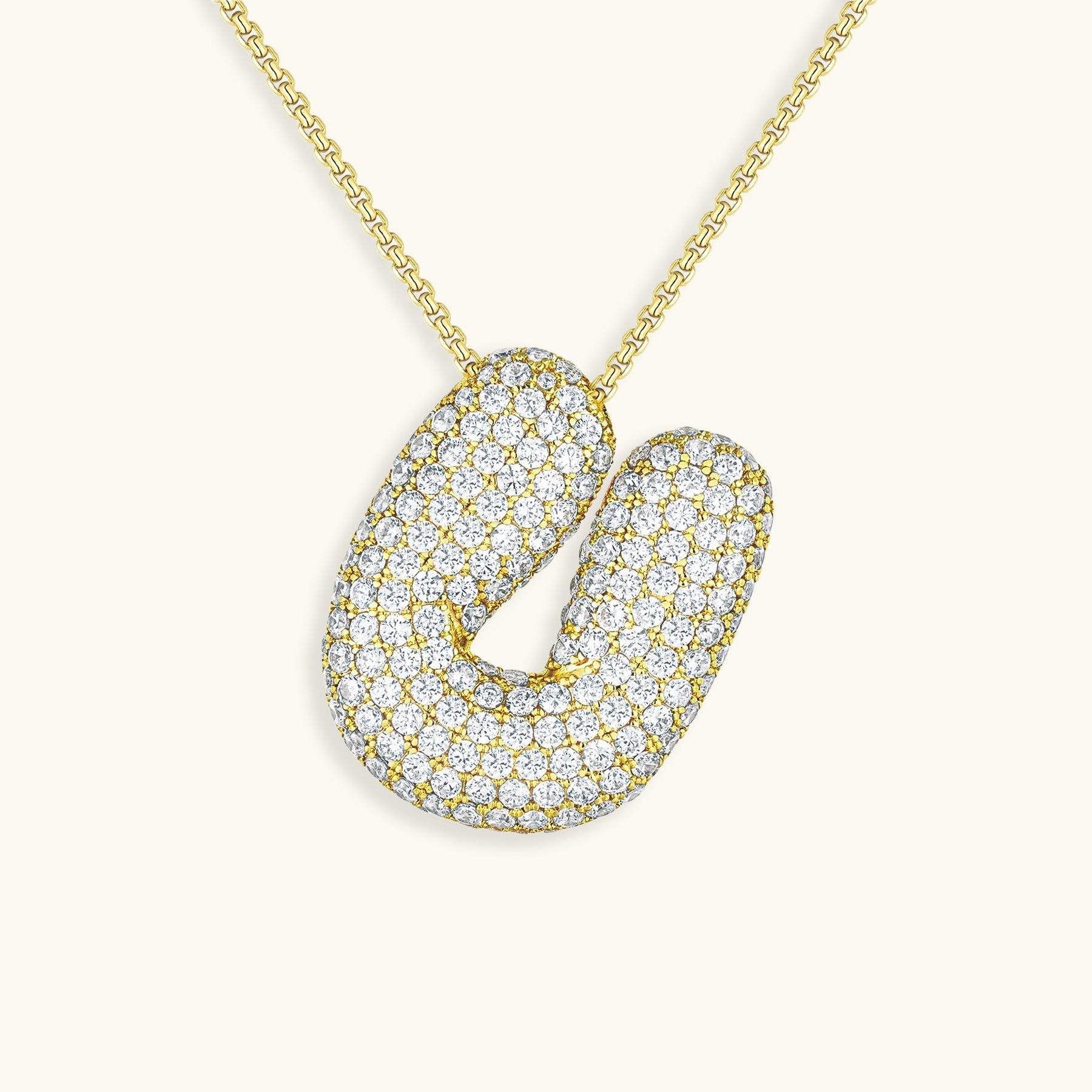Pavé Diamond Bubble Initial Necklace
